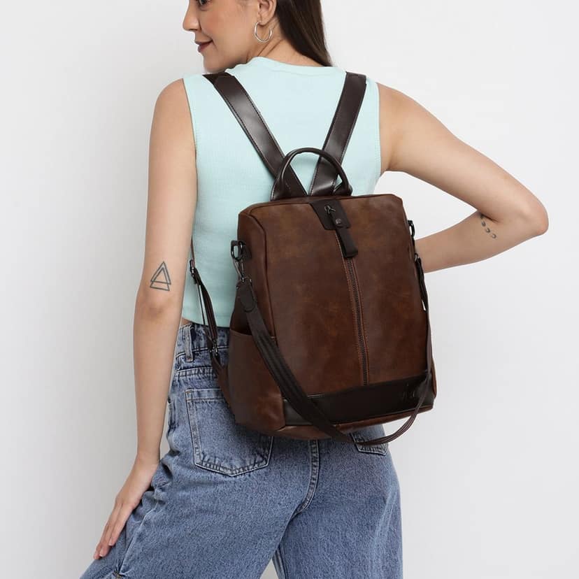 VISMIINTREND Women Backpack for Office Use Upto 13 Inch Laptop | Stylish Backpack Bag | Travel | School | College | Office Use | Anti Theft Convertible Backpack view 3
