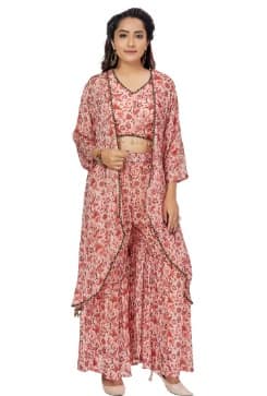 Three Piece Set (Blouse, Jacket and Ghagra) - S - Fashion By Palak Jain