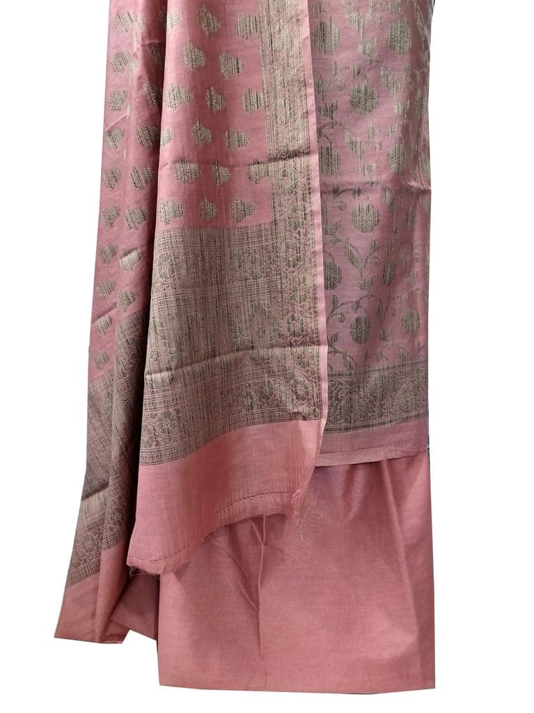 Naveera Women's Cotton Silk Banarasi Unstitched Salwar Suit Dress Material With Cotton Dupatta view 3