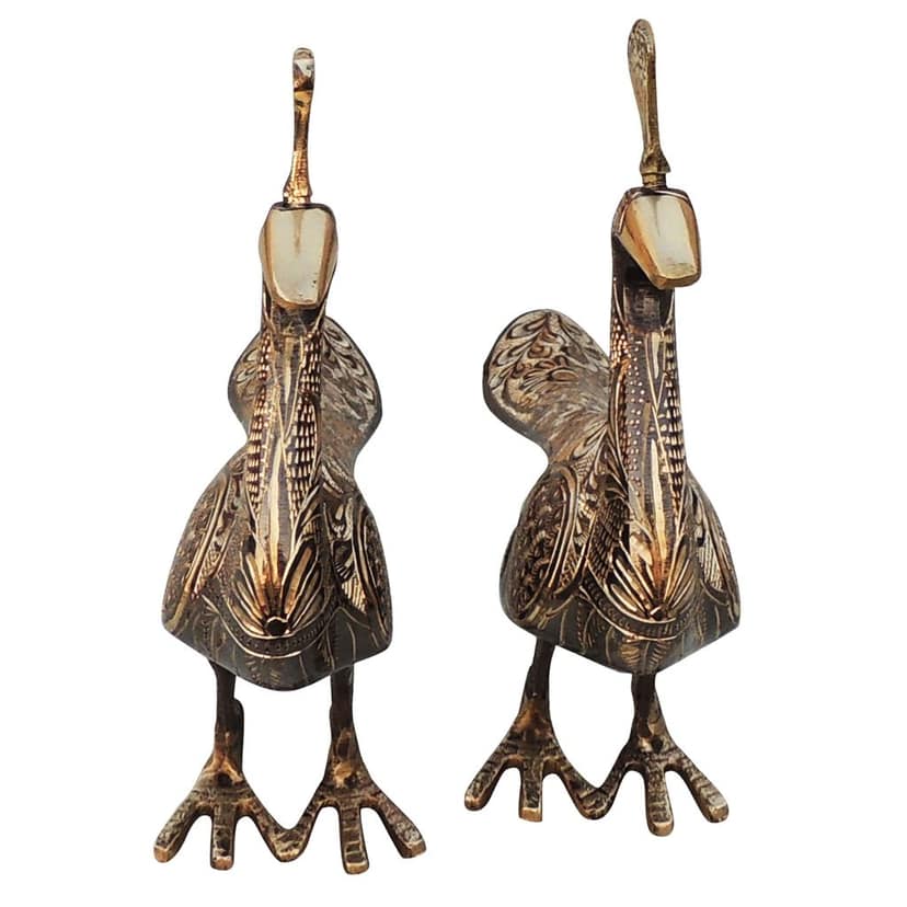 Brass Peacock Pair Statue for Gifting & Home Decor, Height : 9.2 Inch (ANMAS253 B) view 3