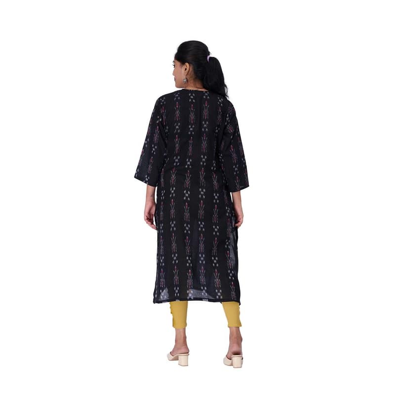 GHL GUENDICHA HAAT Sambalpuri Certified Handloom Women's Pure Cotton Roundneck Kurta view 4