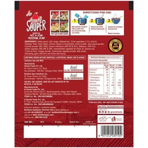 Bambino Hot N Sour Vegetable Soup, 40 gm view 2
