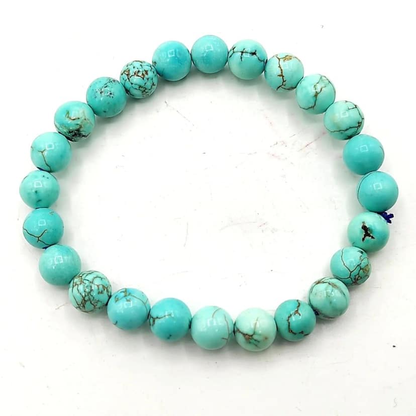 Ekdant Turquoise / Firoza Bracelet Natural Crystal Healing Bracelet Gemstone Jewellery Beaded Stone Bracelet for Men & Women, Bead Size 8 mm view 4