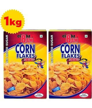 8AM No Added Sugar Corn Flakes 500 gm Pack of 2