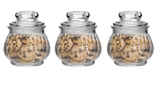 Glass Pop jar with Air Tight Lid, 350 ML, Set Of 3, Storing Spices Masala Food Storage Containers, Glass Honey Jars For Home And Kitchen Tool