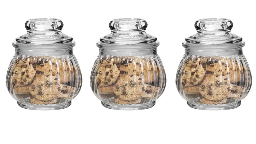 Glass Pop jar with Air Tight Lid, 350 ML, Set Of 3, Storing Spices Masala Food Storage Containers, Glass Honey Jars For Home And Kitchen Tool