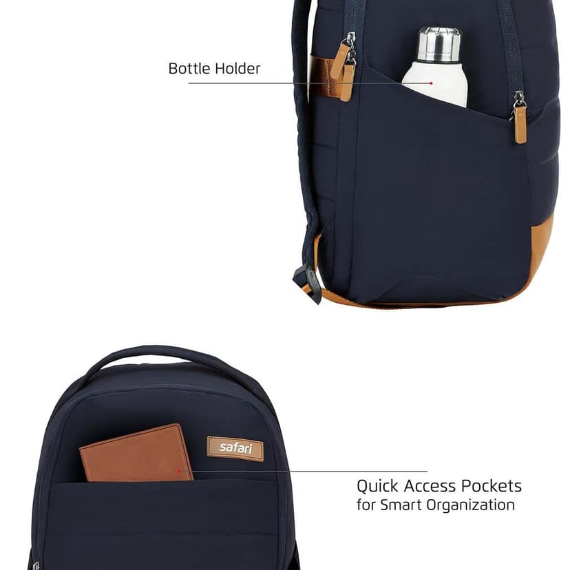 Dormio 24L Laptop Backpack Bag for Men & Women, Casual 2 Compartment School Bag for Boys & Girls, Comes with Smart Trolley Sleeve, Organizer & Bottle Holder, Office Bag view 2
