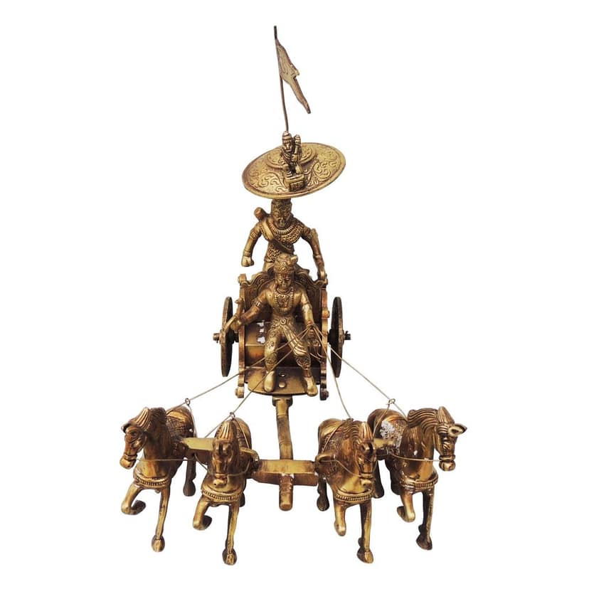 Brass Showpiece Arjun Rath Statue | Handcrafted Mahabharata Arjun Rath Idol for Home, Temple & Decor, Height : 9.5 Inch (BSMAS070 A) view 3