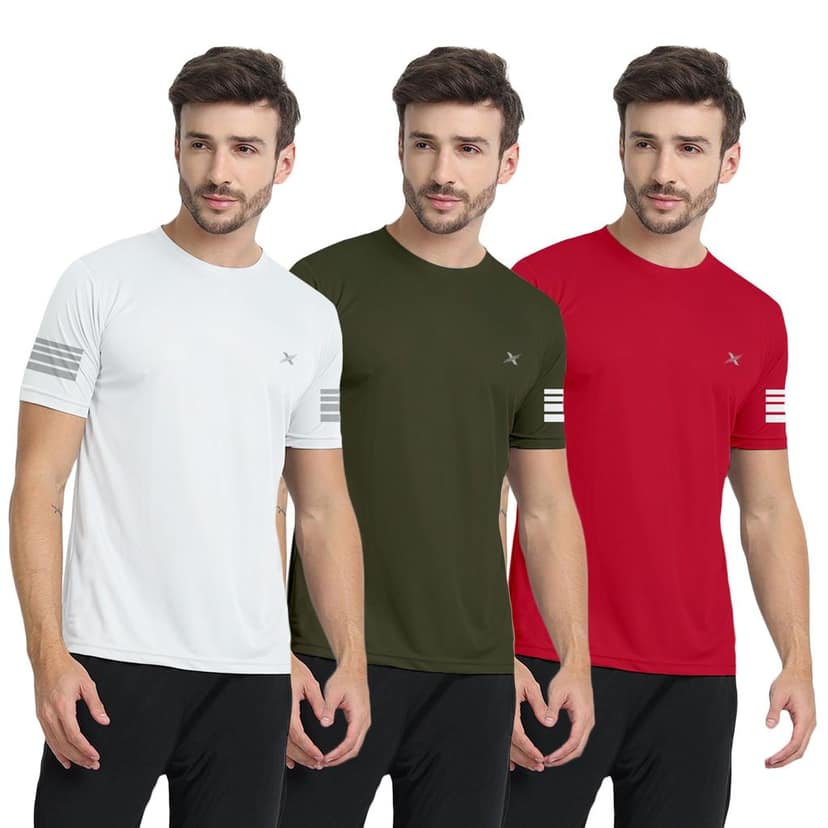 FTX Men Solid Round Neck Tshirt Pack Of 3