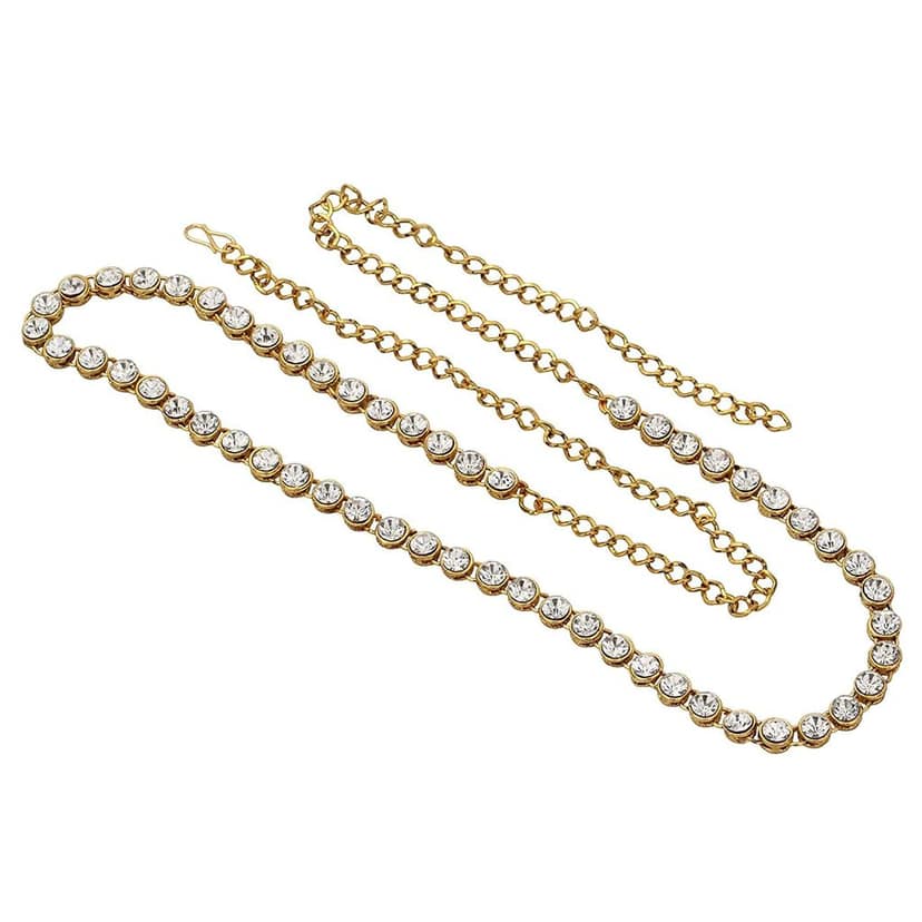 Gold White Single line Designer Belly Chain,Waist Belt/Kamar bandh/tagdi for Women and Girls