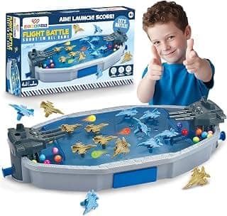 Wembley Flight Battle|2 Player Battle Shooting Game|Tabletop Toy Battle Indoor Board Game|14 Fighter Jets, 2 Launchers & 30 Colorful Balls|Gift for Kids of 4, 5, 6, 7