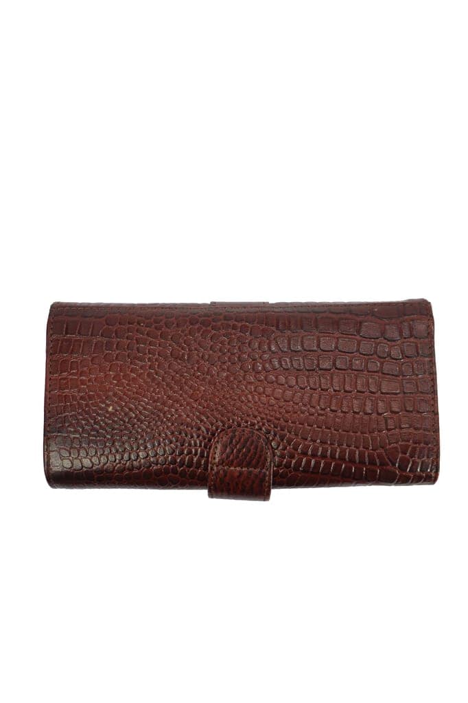 Genuine Leather Croco Style Causal Tan Clutch for women view 2