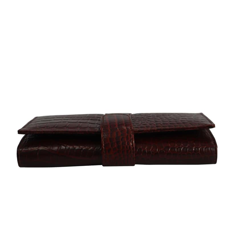 Genuine Leather Croco Style Causal Tan Clutch for women view 4