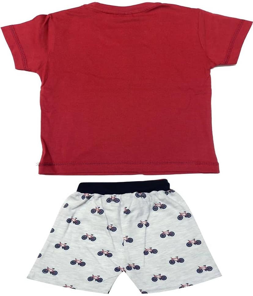 Kideon Pack of 1 Boys Cotton T-Shirt & Shorts Set ( Red ) view 2