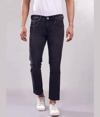 Hoffmen Regular Fit Dyed Men's Jeans - Charcoal ( Pack of 1 )