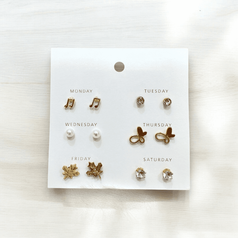 6-Piece Stud Earring Combo - Everyday Essentials- By AMIT CHAUHAN AND SONS
