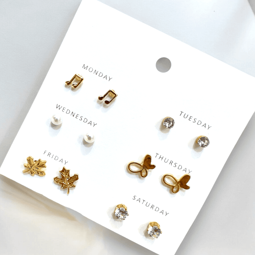 6-Piece Stud Earring Combo - Everyday Essentials- By AMIT CHAUHAN AND SONS view 2