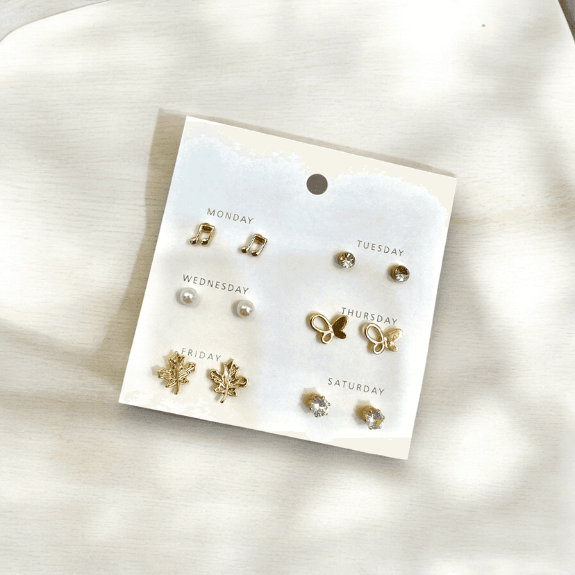 6-Piece Stud Earring Combo - Everyday Essentials- By AMIT CHAUHAN AND SONS view 3