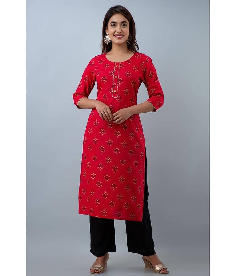 Doriya Brown Rayon Kurti With Palazzo - Stitched Suit