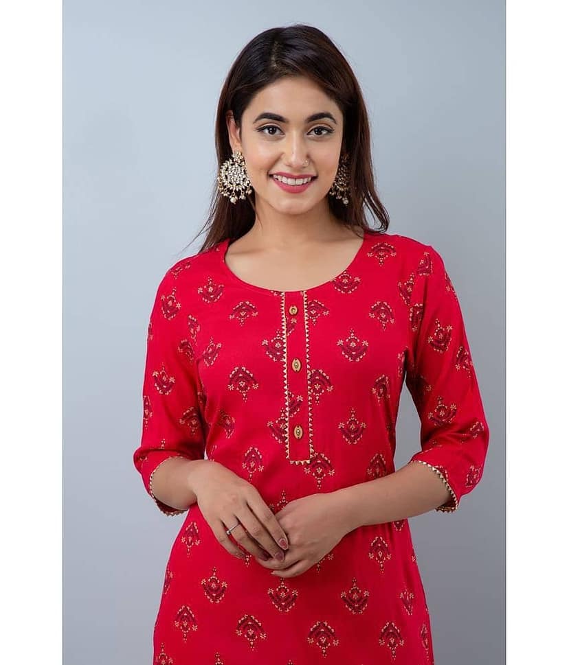 Doriya Brown Rayon Kurti With Palazzo - Stitched Suit view 2