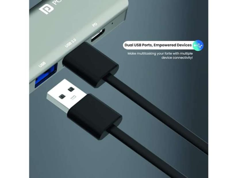 Portronics Mport 52 USB C Hub Dock (7-in-1), Multiport Adapter with 4K HDMI, 60 W PD Charging, USB 3.0/2.0 & USB Type-C Data Ports at up to 10 Gbps, microSD & SD Card Reader for Laptops view 4
