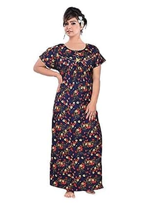 VALENCIA SLEEPWEAR Pure Cotton Flower Printed Night Gown nigthy Maxi Pink
