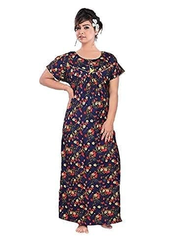 VALENCIA SLEEPWEAR Pure Cotton Flower Printed Night Gown nigthy Maxi Pink