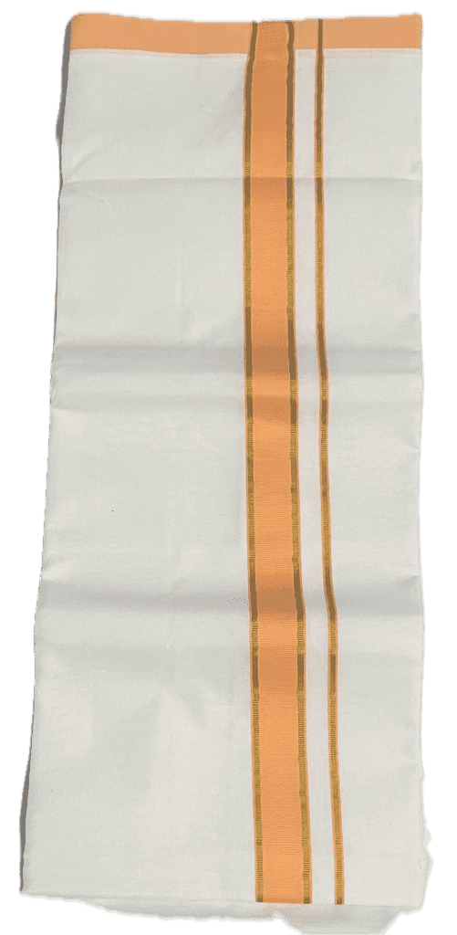 Fancy Thick Border with Silk Touch - Pure White cotton Dhothi / Mundu / Vesti view 10