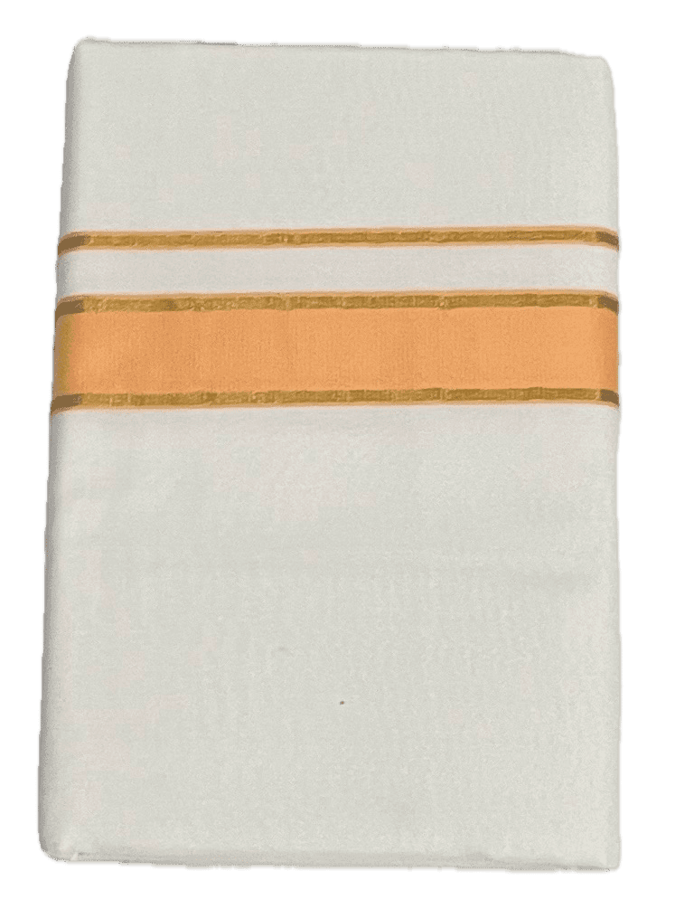 Fancy Thick Border with Silk Touch - Pure White cotton Dhothi / Mundu / Vesti view 2