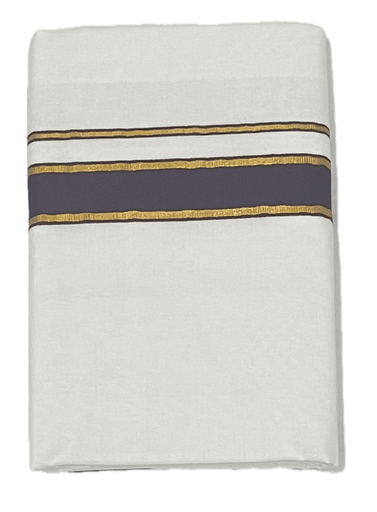 Fancy Thick Border with Silk Touch - Pure White cotton Dhothi / Mundu / Vesti view 3