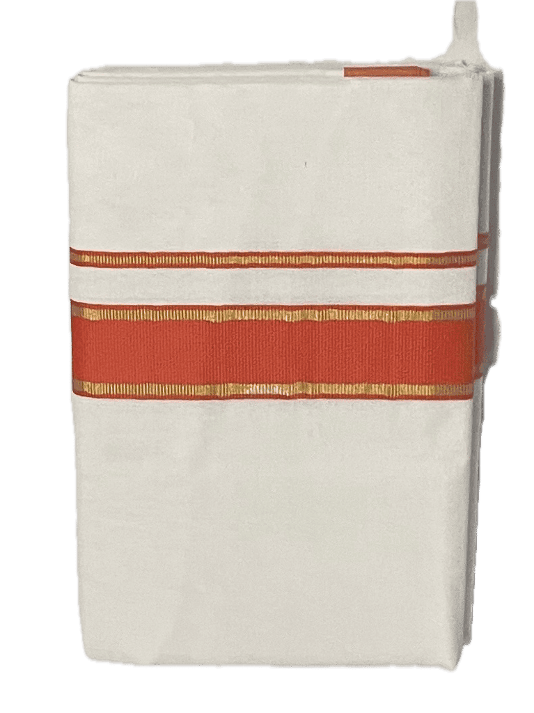 Fancy Thick Border with Silk Touch - Pure White cotton Dhothi / Mundu / Vesti view 4