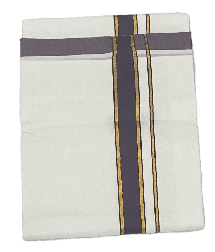 Fancy Thick Border with Silk Touch - Pure White cotton Dhothi / Mundu / Vesti view 5