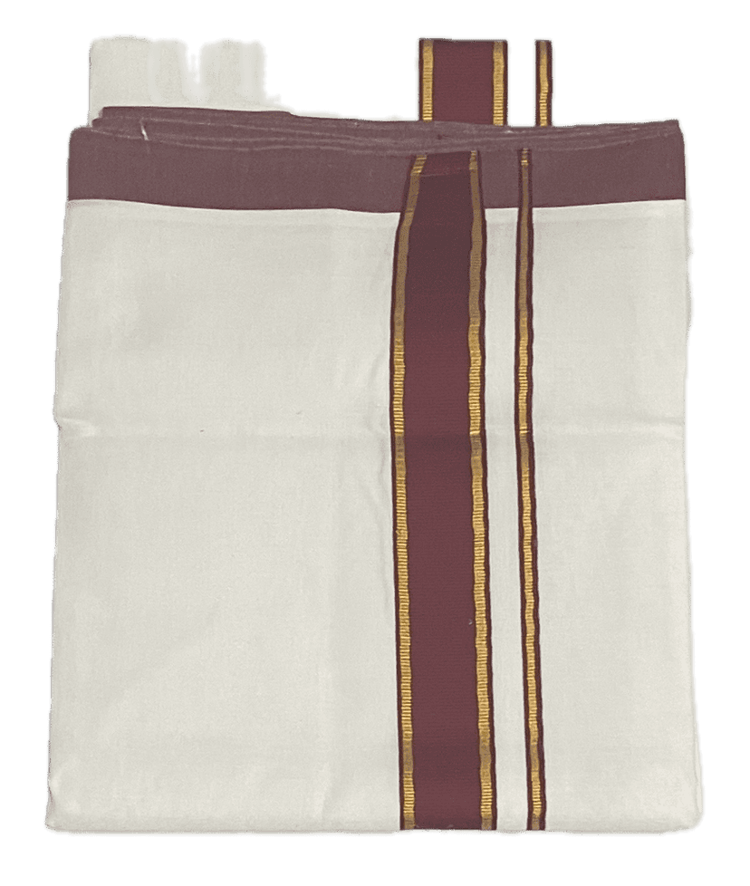Fancy Thick Border with Silk Touch - Pure White cotton Dhothi / Mundu / Vesti view 6