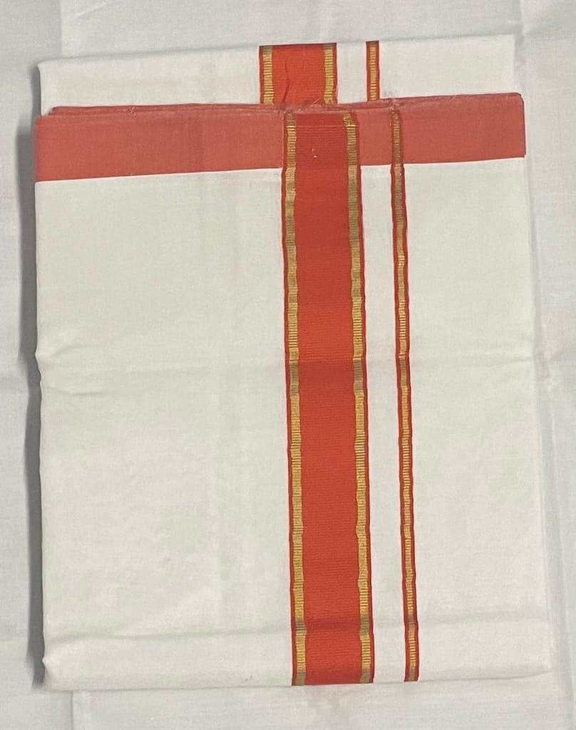 Fancy Thick Border with Silk Touch - Pure White cotton Dhothi / Mundu / Vesti view 7