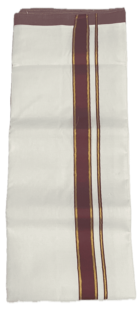 Fancy Thick Border with Silk Touch - Pure White cotton Dhothi / Mundu / Vesti view 9