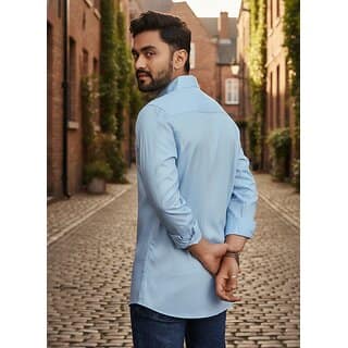 Casualbud Blue Men's Cotton Regular Fit Shirt view 2