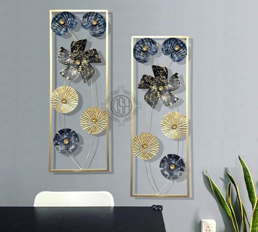Metal Wall Art Wall Sculpture Set Of-2 Multicolor Leaf Wall Art Perfect For Living Room Bedroom Home Hotel Decoration. view 2
