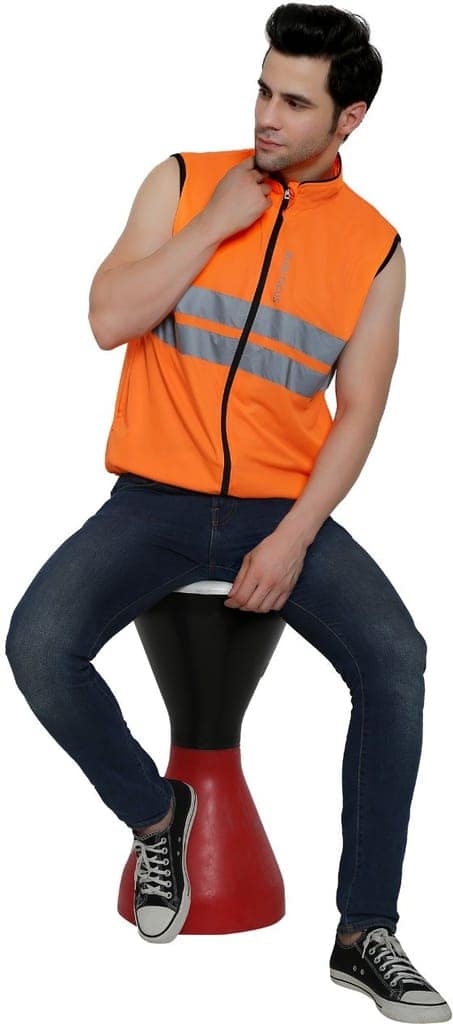 BlueFicus Men's Polyester Orange Jacket Safety Jacket Running Travel Trekking and Sunscreen jacket for Men Boys Winter Casual Wear (Orange) view 4