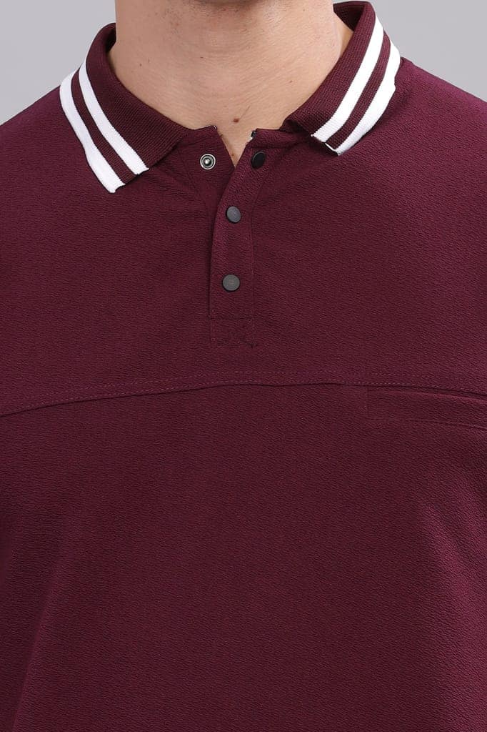 Men Solid Polo Neck Polyester Green T-Shirt view 3