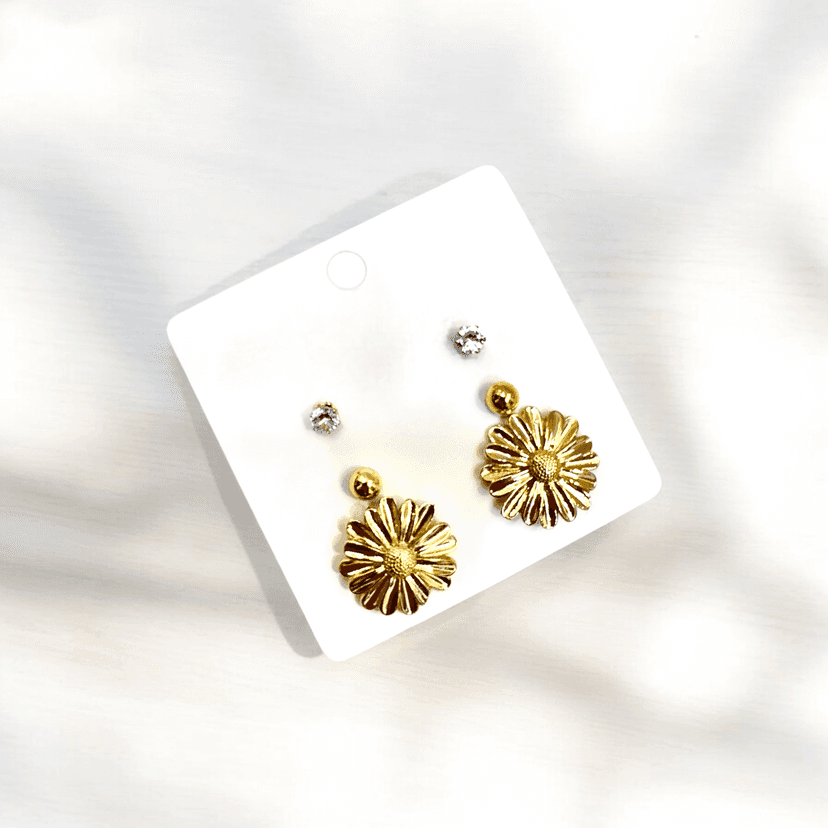 3-Piece Earring Combo - Floral & Studs - By AMIT CHAUHAN AND SONS view 2