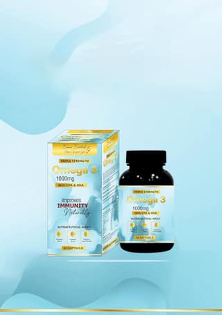 Triple Strength Omega 3 Fish Oil Supplement, 1000mg with EPA & DHA, 60 Softgels, Immunity Support