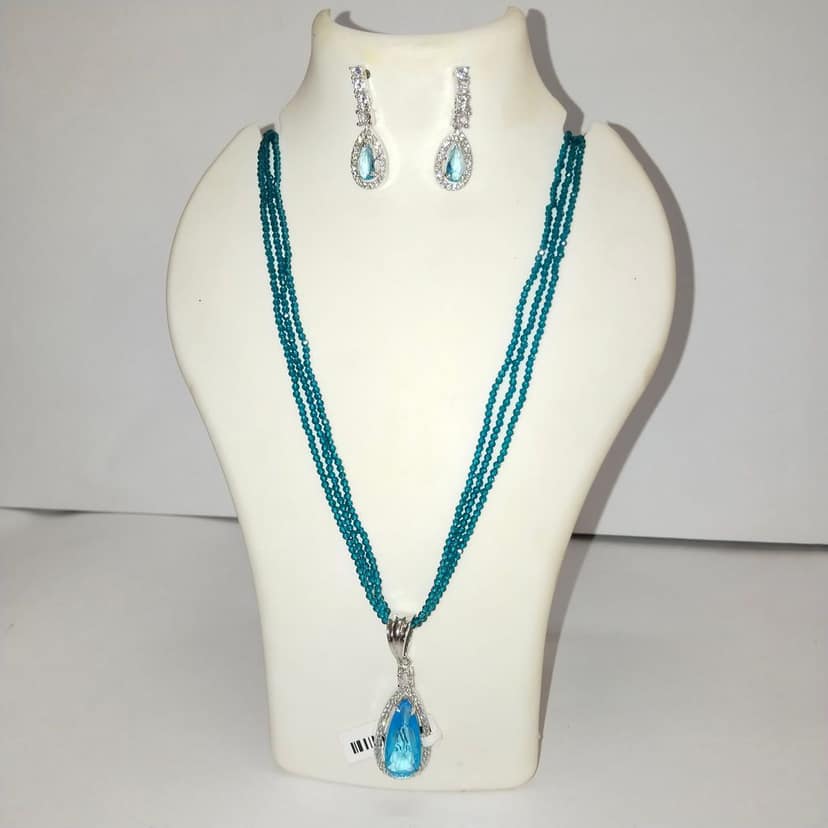 Stunning Aquamarine and Diamond Necklace and Earring Set in Sterling Silver view 4