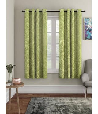 Cortina - Floral Embossed Room Darkening Eyelet Curtain-9 Ft-pack of 2
