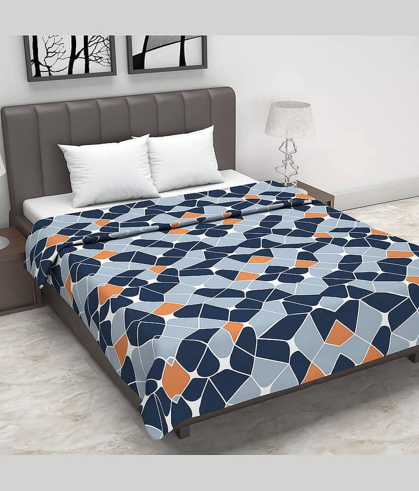 DIVINE CASA Double Polyester Blue Abstract Dohar