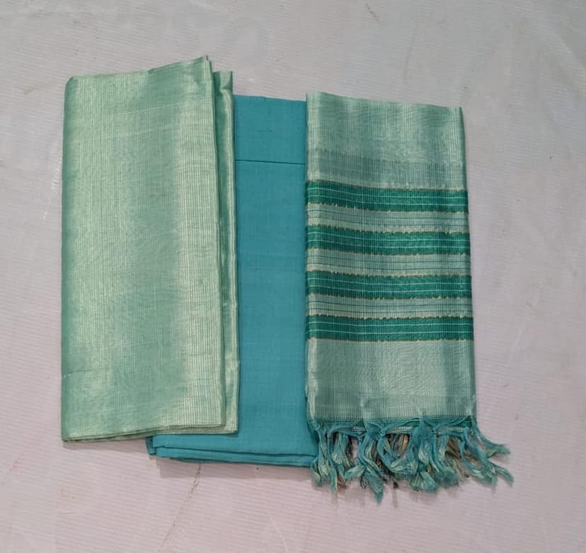 Sea Green Cotton Silk Suit with Dupatta view 2