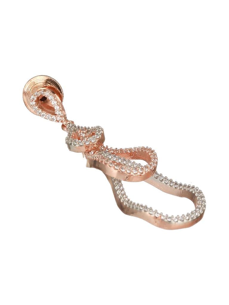 Rose Gold Plated AD Studded Contemporary Hoop Earrings view 6
