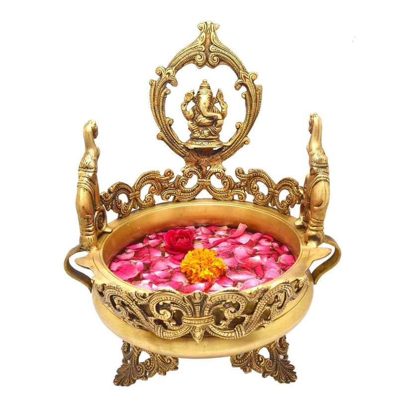 Brass Decorative Urli - Premium Home Decor Bowl, Diameter : 8 Inch (BSMAS1147 A) view 2
