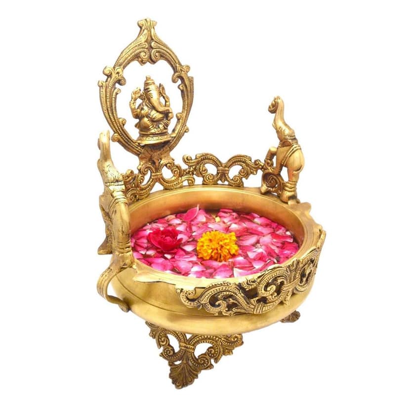 Brass Decorative Urli - Premium Home Decor Bowl, Diameter : 8 Inch (BSMAS1147 A) view 3