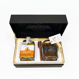 DOUBLE GRACE BOX (GOLDEN WILD FOREST HONEY & LAKADONG TURMERIC) - 400 gm - One Golden Wild Forest Honey - 300 gm & One Lakadong Turmeric - 100 gm