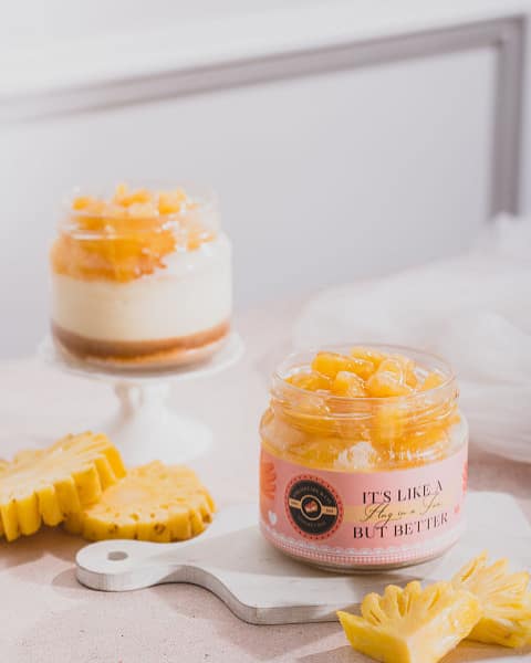 Pineapple baked cheesecake jar